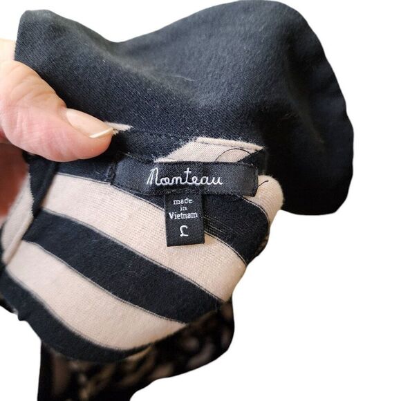 Vintage Y2K Cap Sleeve Peplum Striped Top Womens L Black White Pinup Demure - Picture 5 of 6